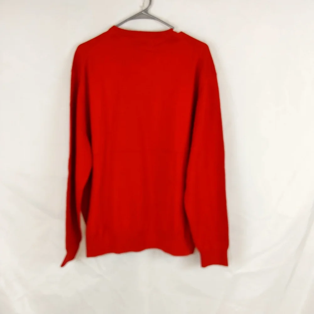 *Pendleton V Neck Sweater Orange Cotton Cashmere Blend Size XL